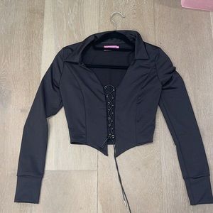 Edikted long sleeve lace up top